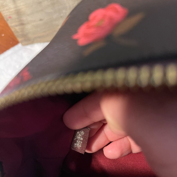 Coach Dark Brown Backpack with Red Floral Pattern no stains, no wear, almost new - Picture 11 of 16